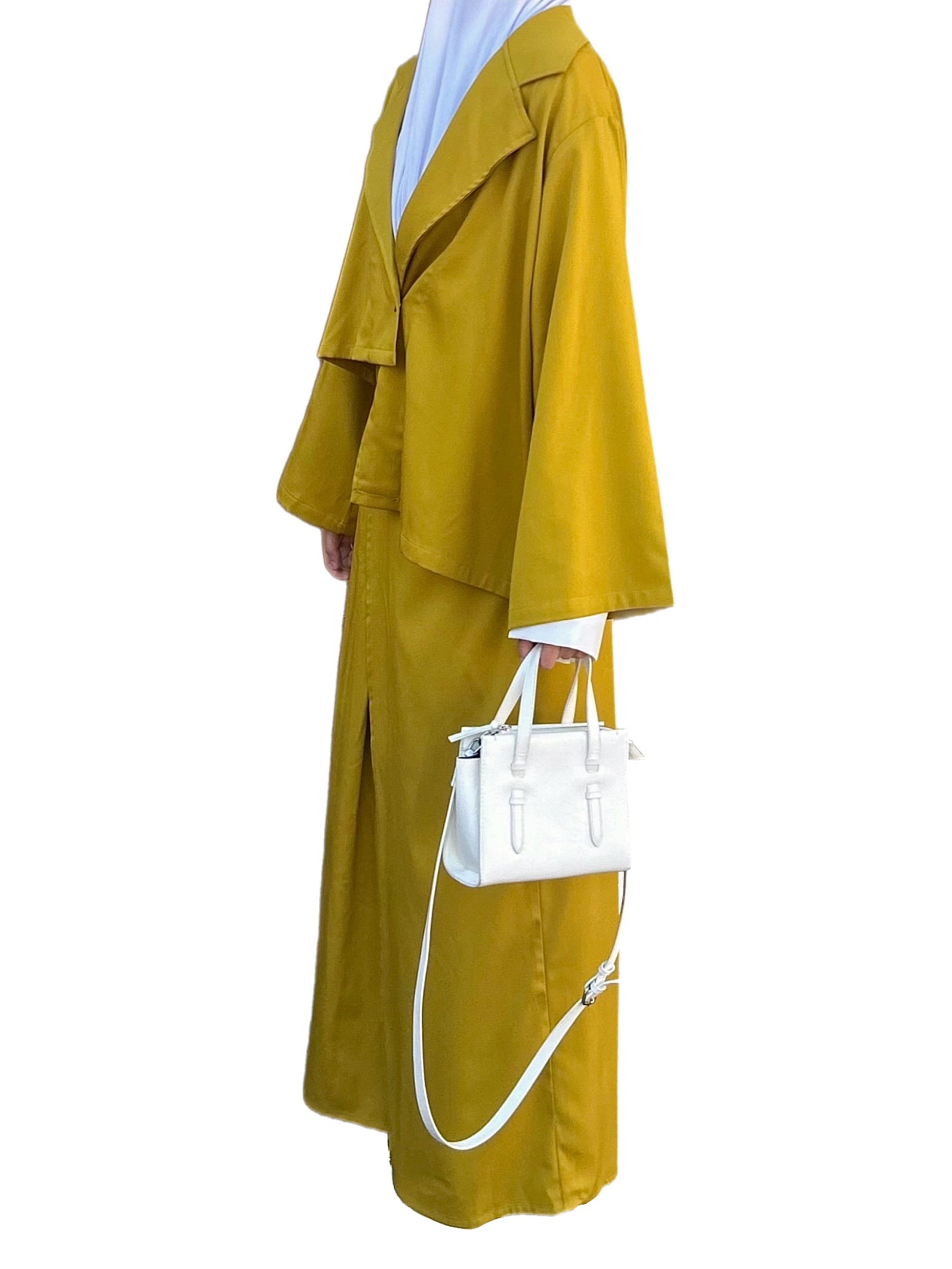 Jupe tailleur asymétrique - Jaune olive