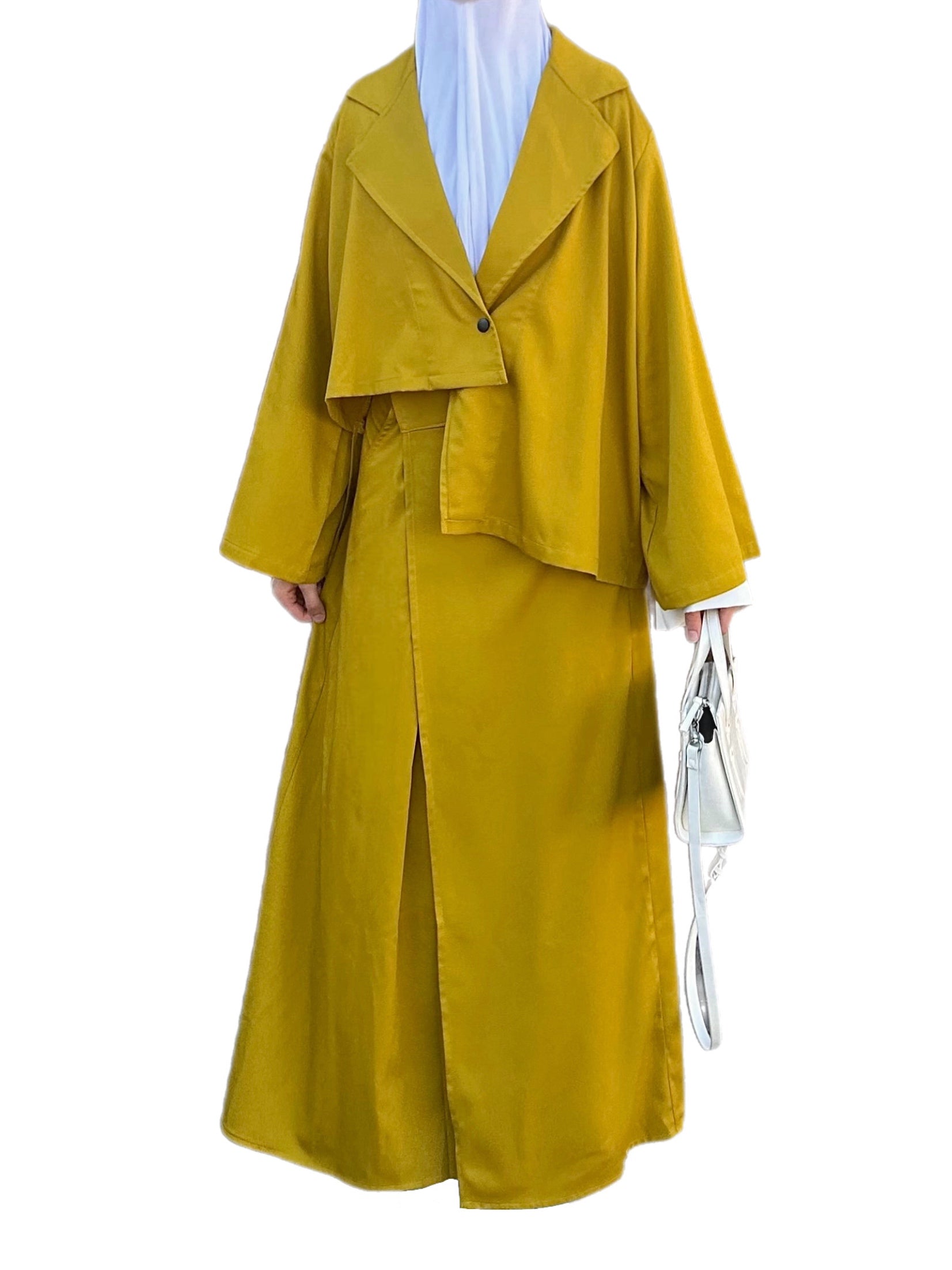 Jupe tailleur asymétrique - Jaune olive