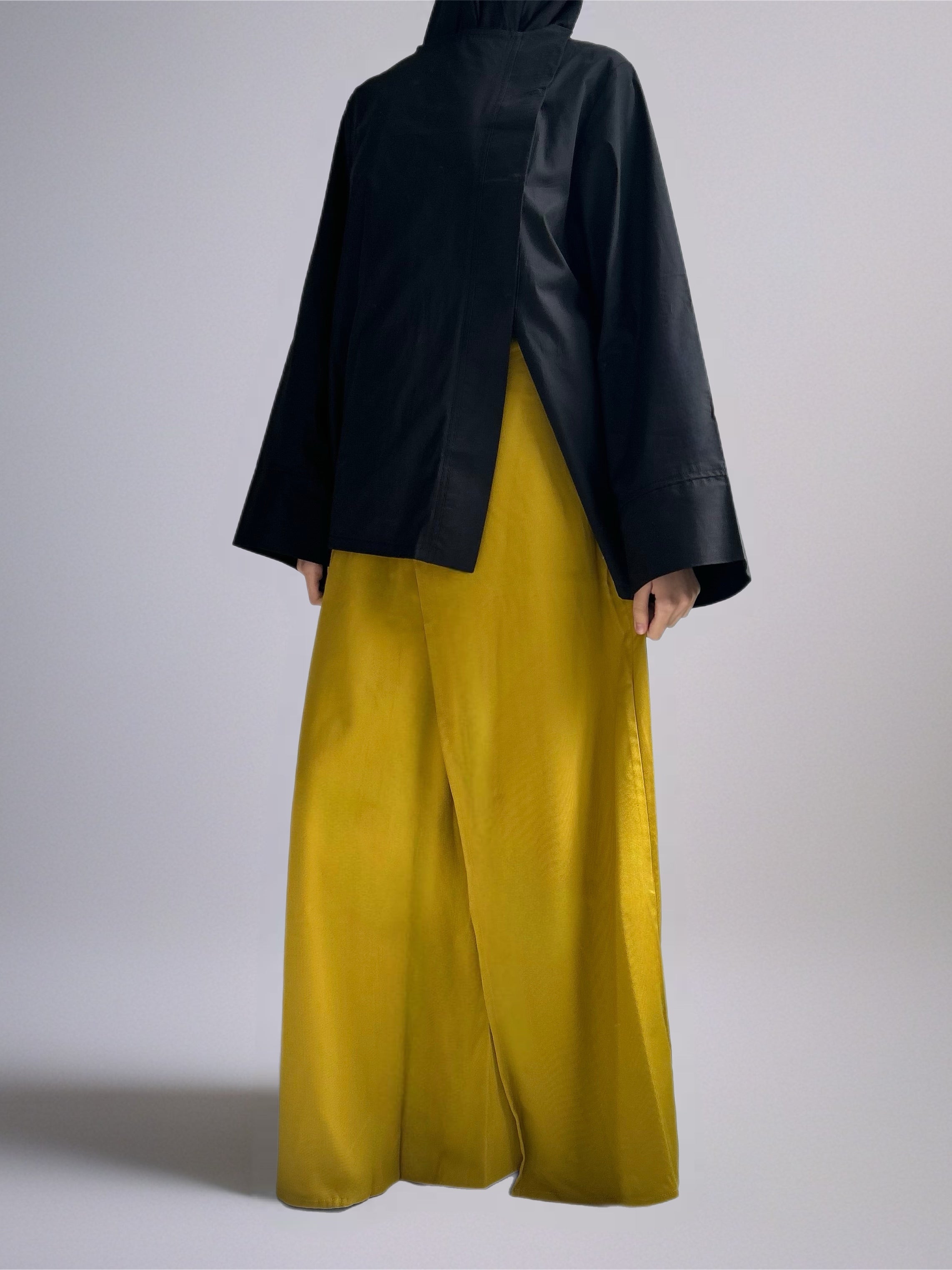 Jupe tailleur asymétrique - Jaune olive