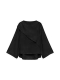 Top drapé en lin - Noir