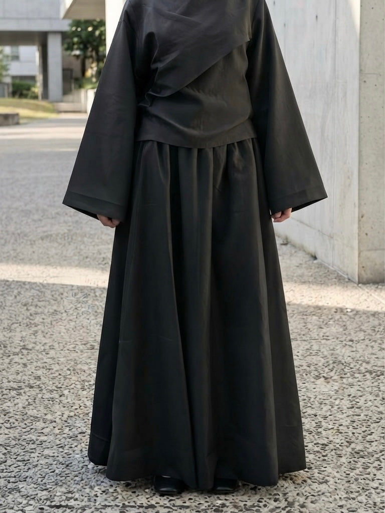 Top drapé en lin - Noir