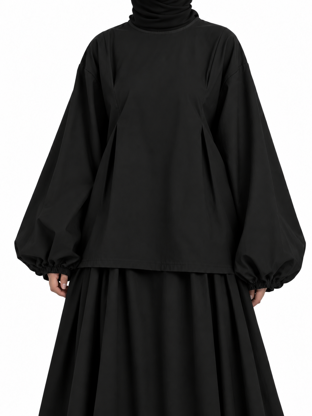 Haut bouffant en coton - Noir