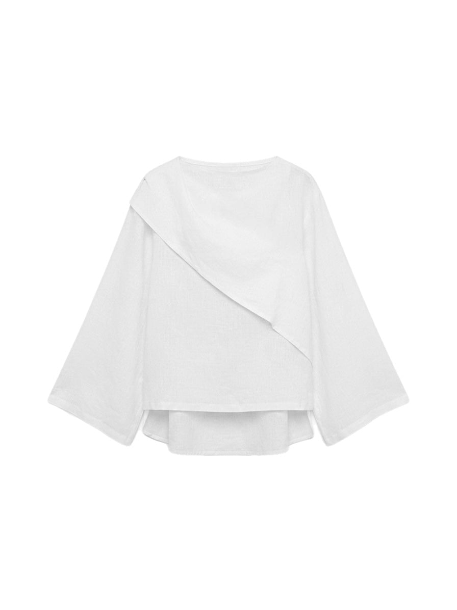 Top drapé en lin - Blanc