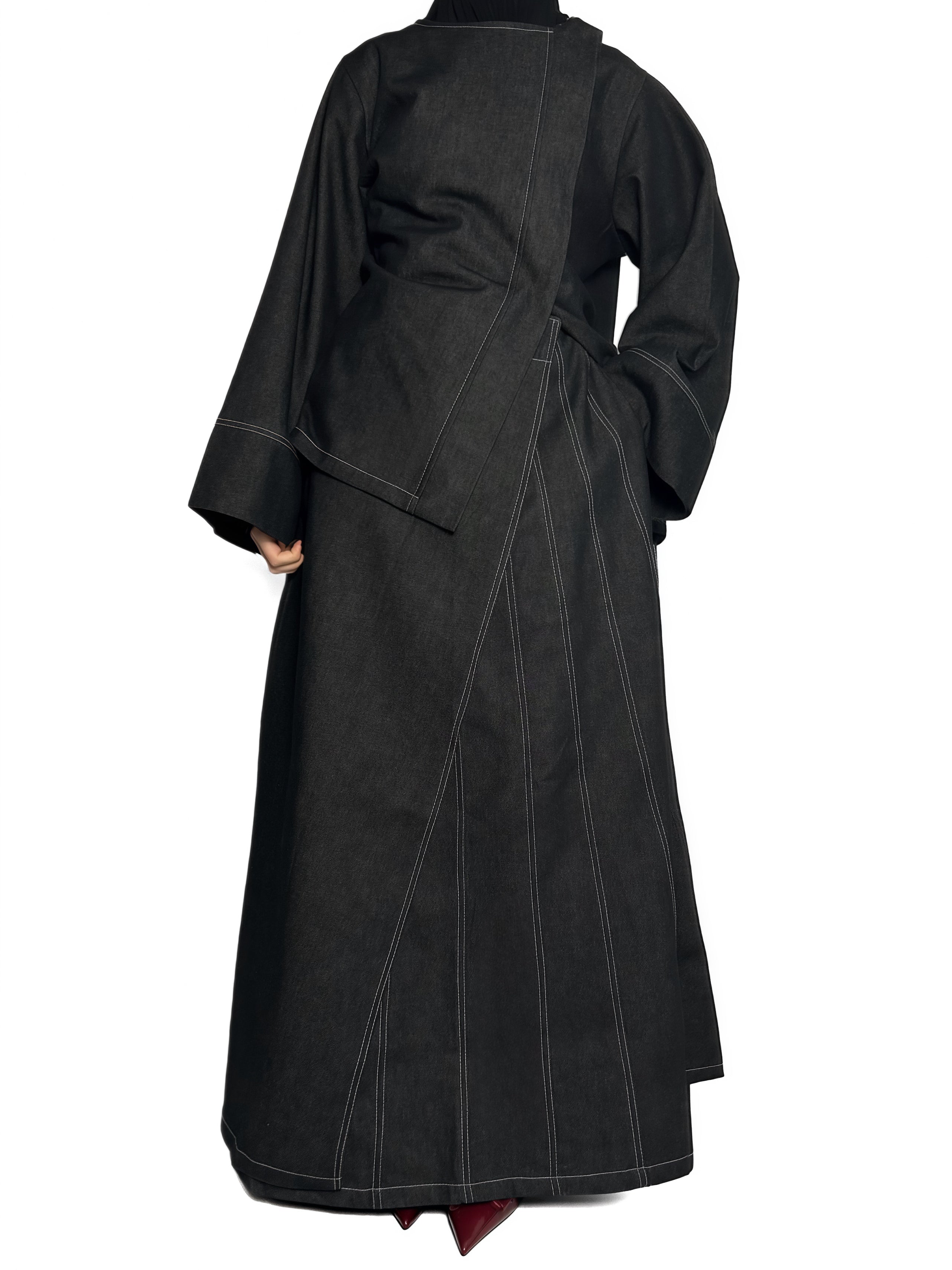 Haut asymétrique en denim - Noir