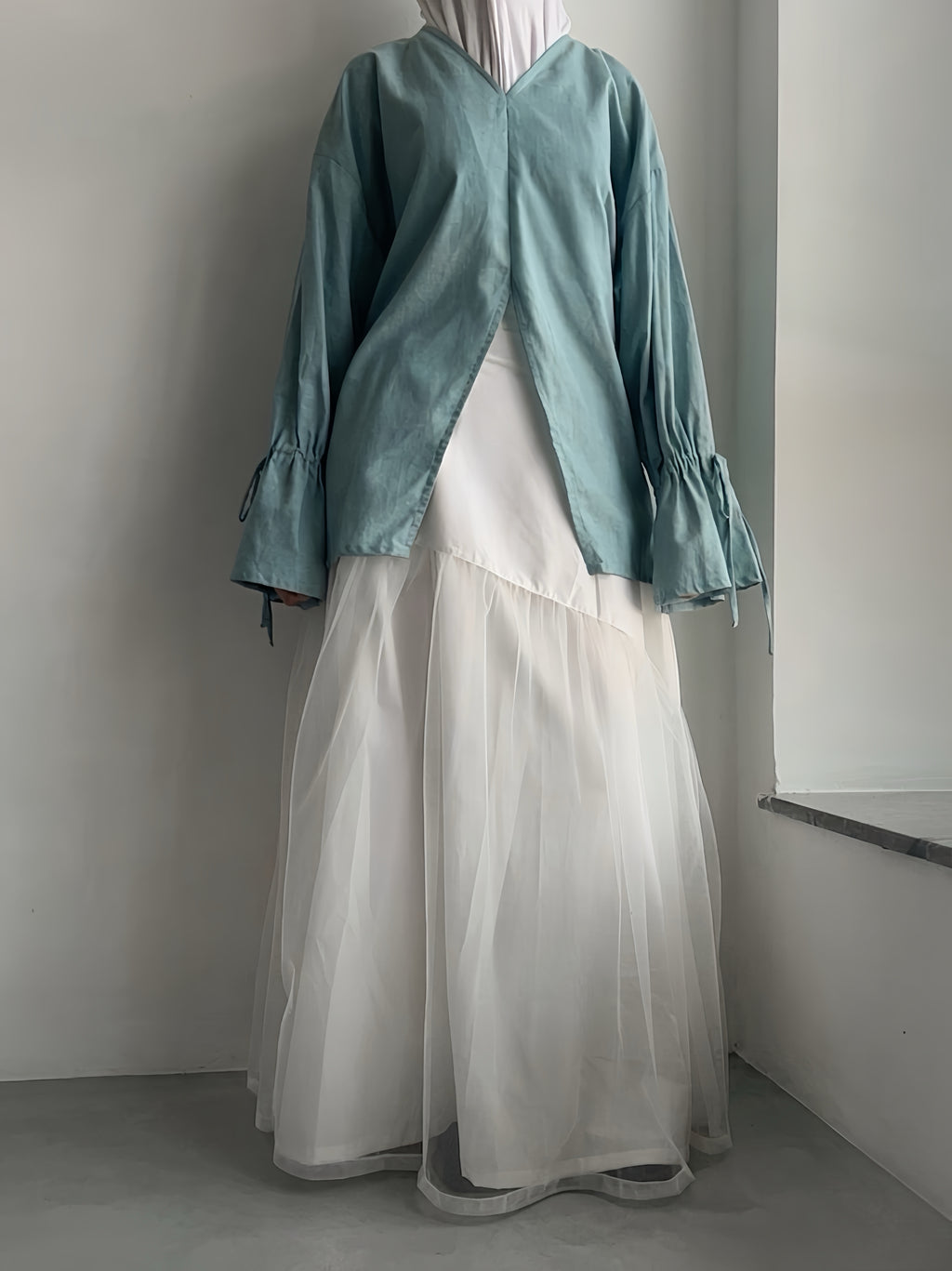 Blouse à fente - Bleu