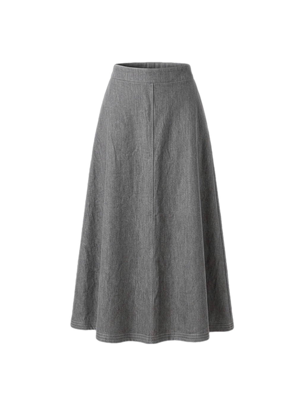 Jupe à surpiqûres en denim - Gris