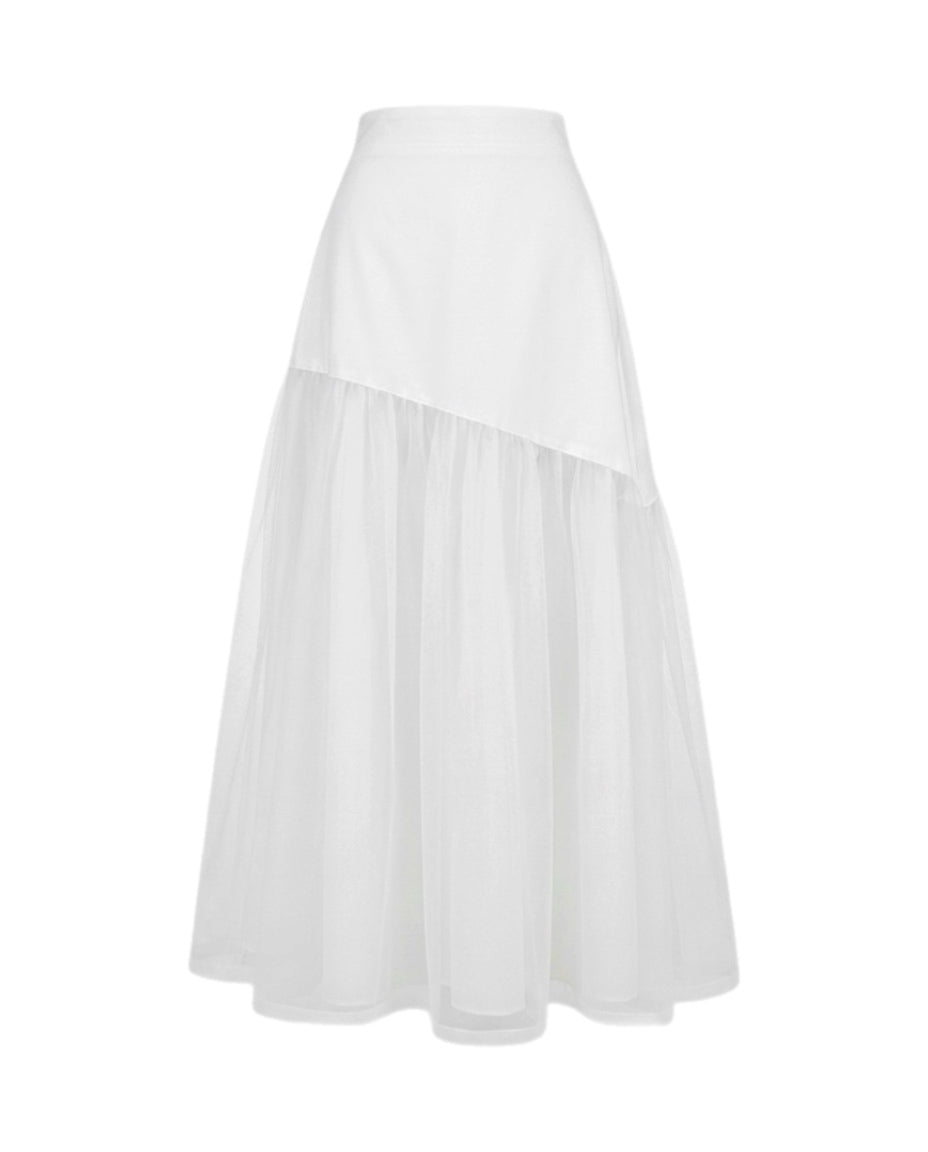 Jupe à détail en tulle - Blanc