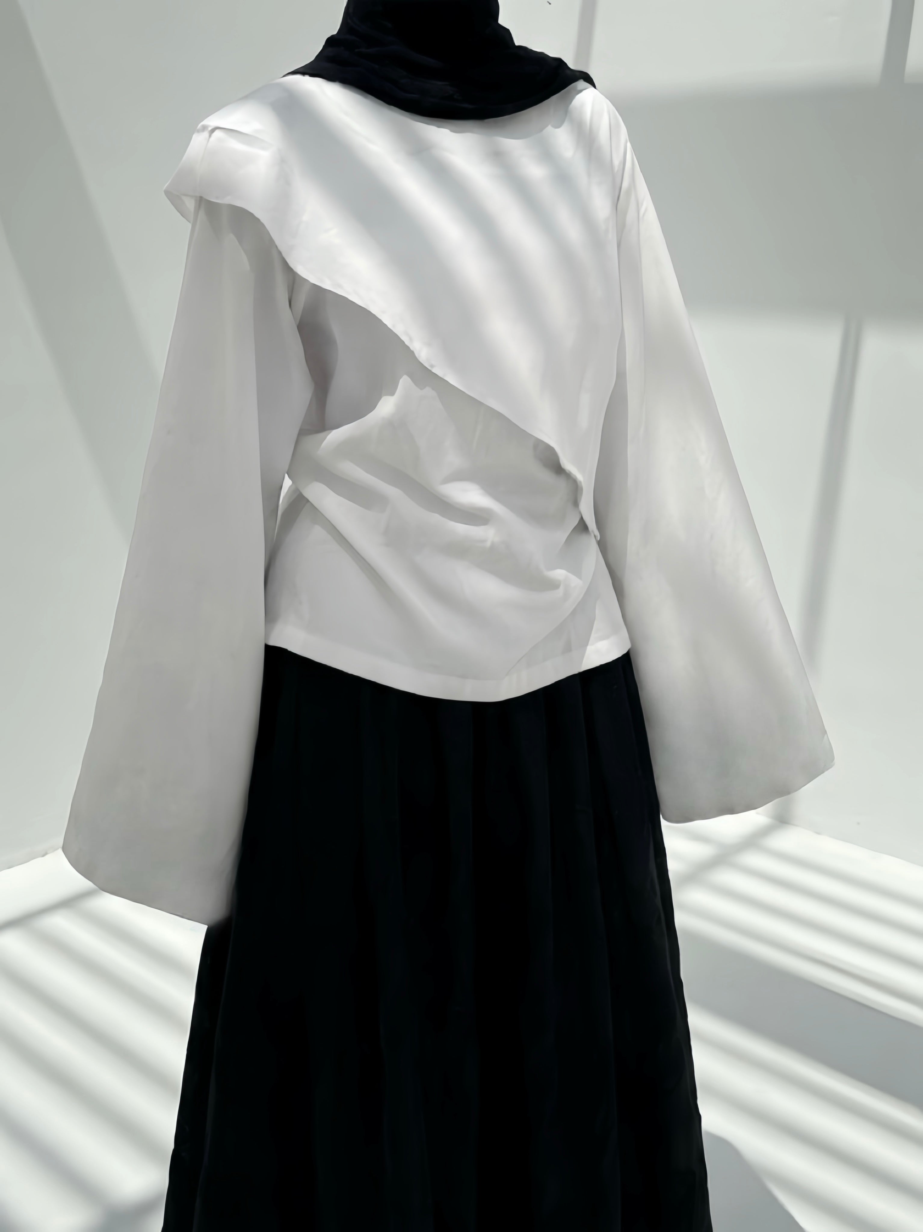 Top drapé en lin - Blanc