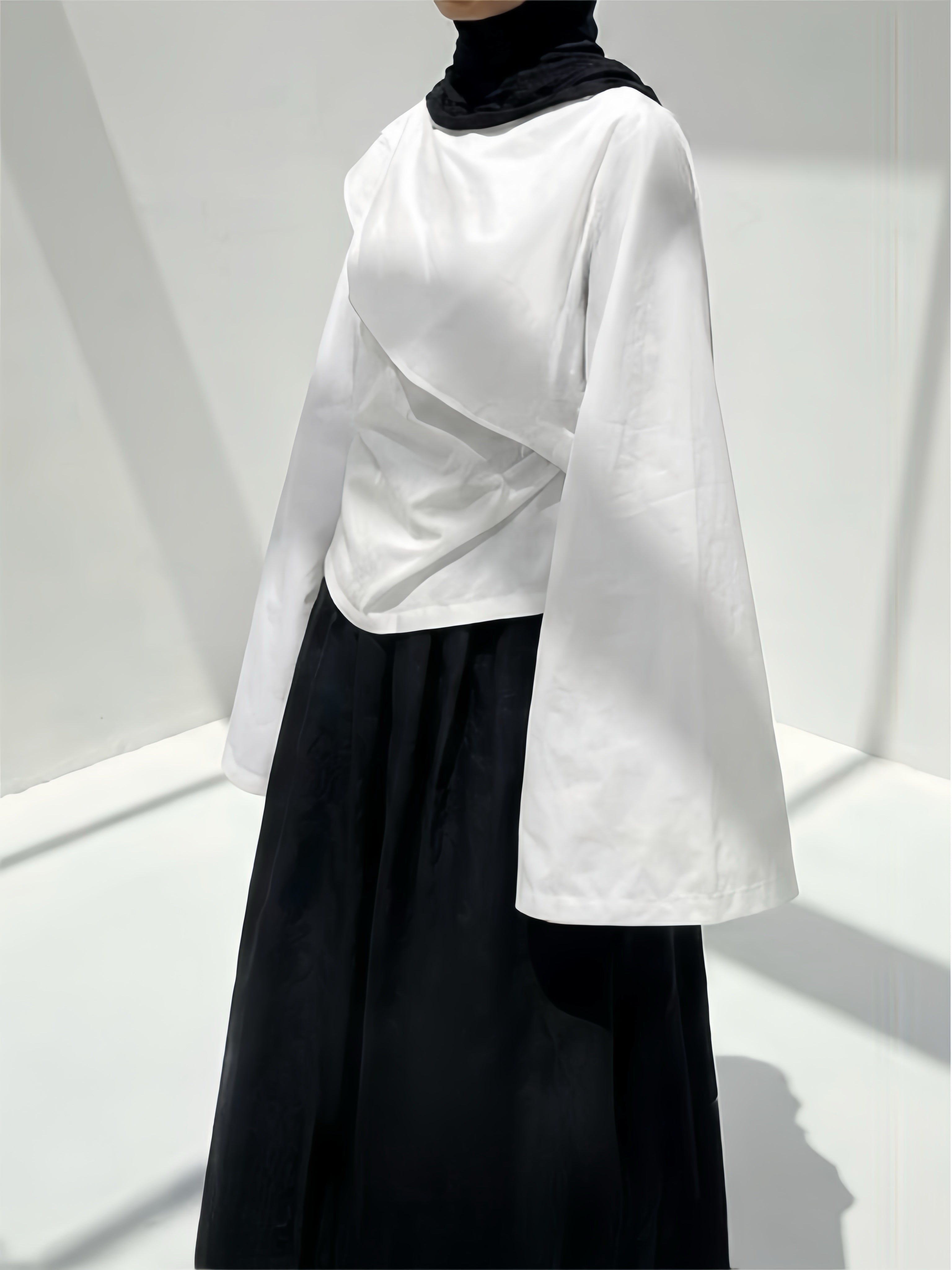 Top drapé en lin - Blanc