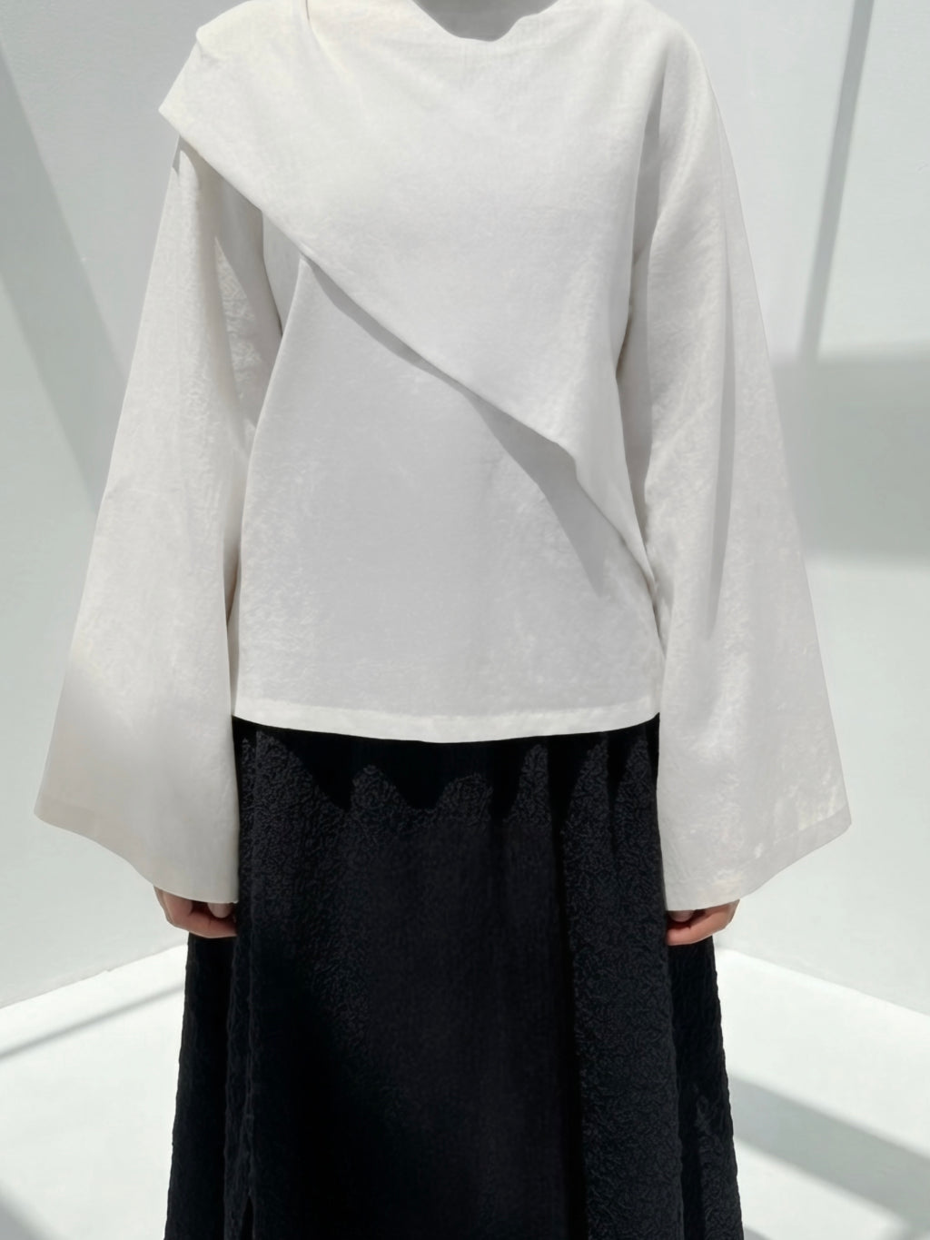 Top drapé en lin - Blanc