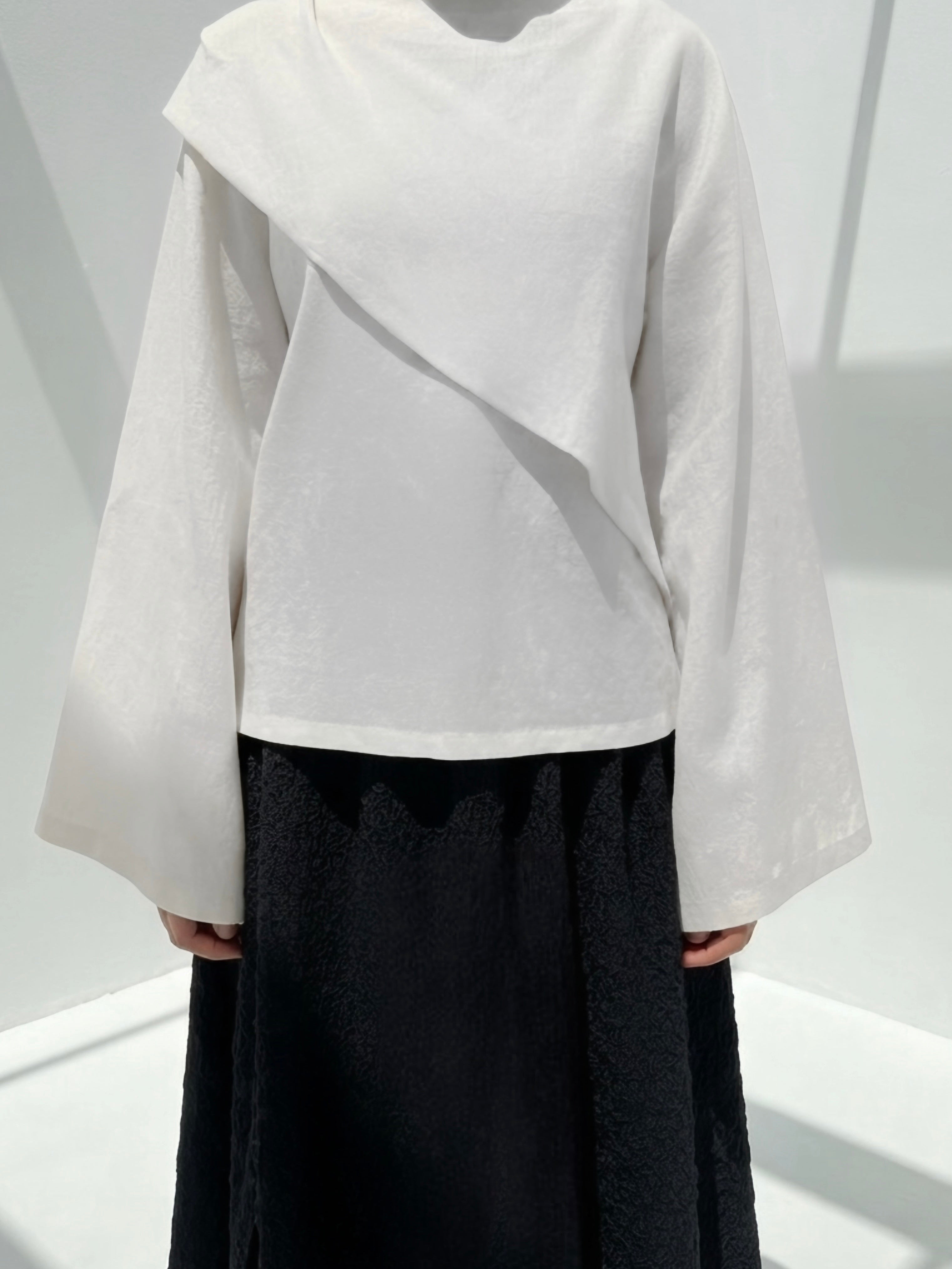 Top drapé en lin - Blanc