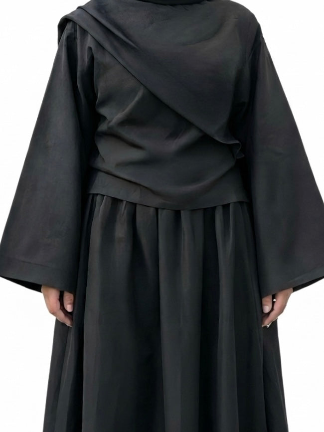 Top drapé en lin - Noir