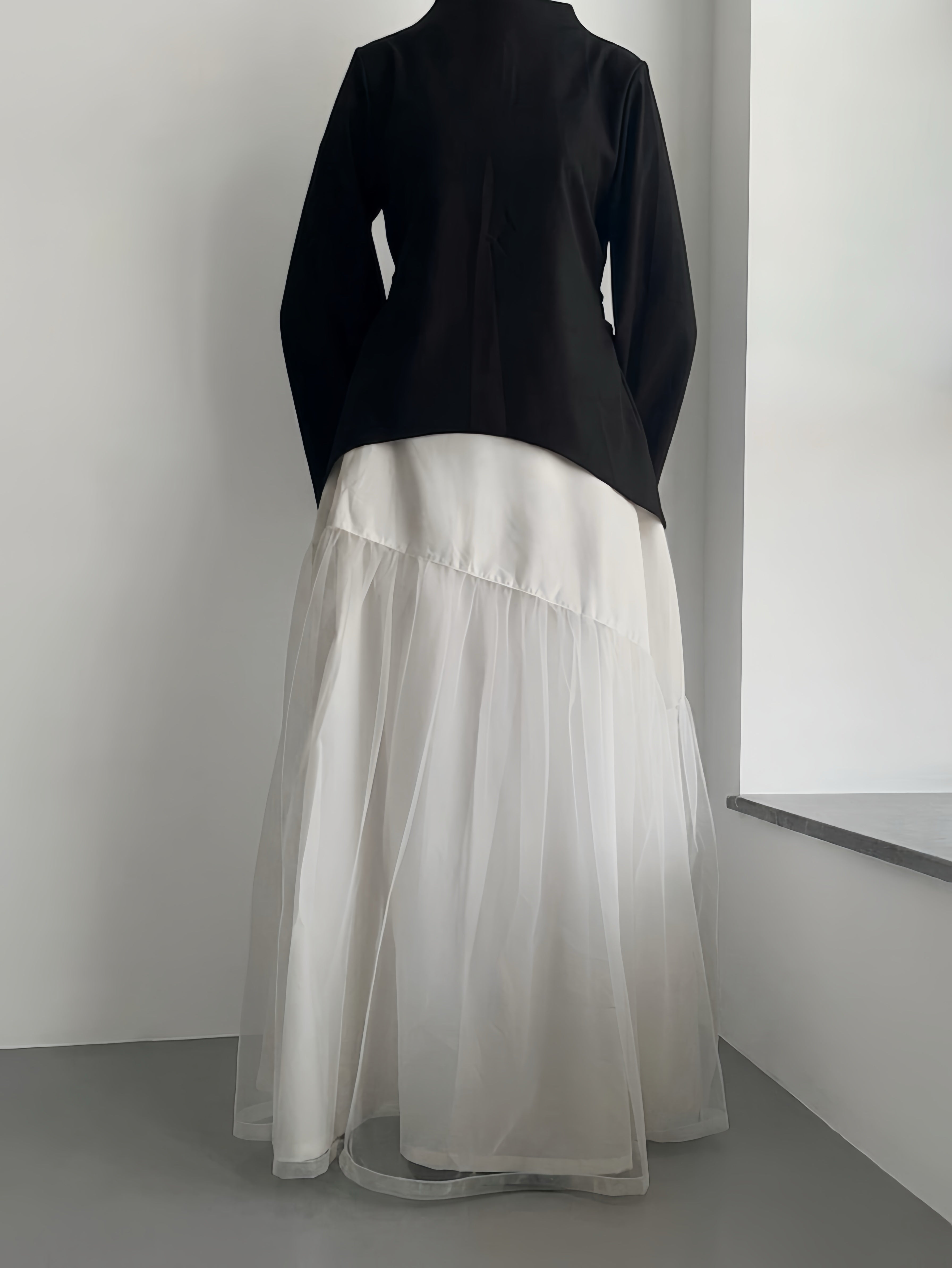 Jupe à détail en tulle - Blanc