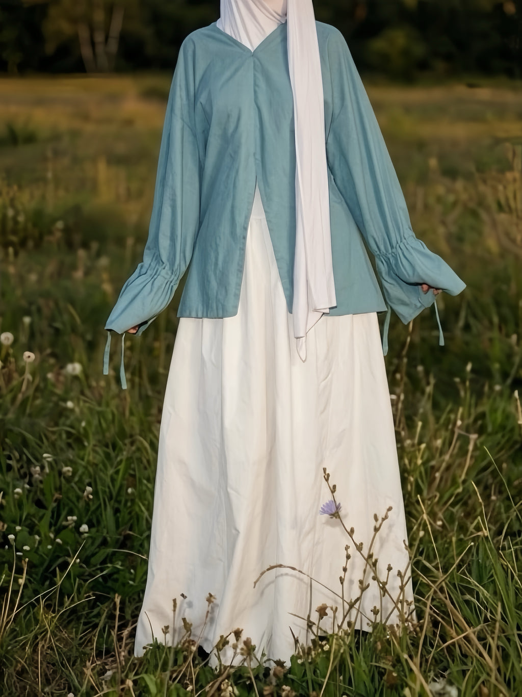 Blouse à fente - Bleu
