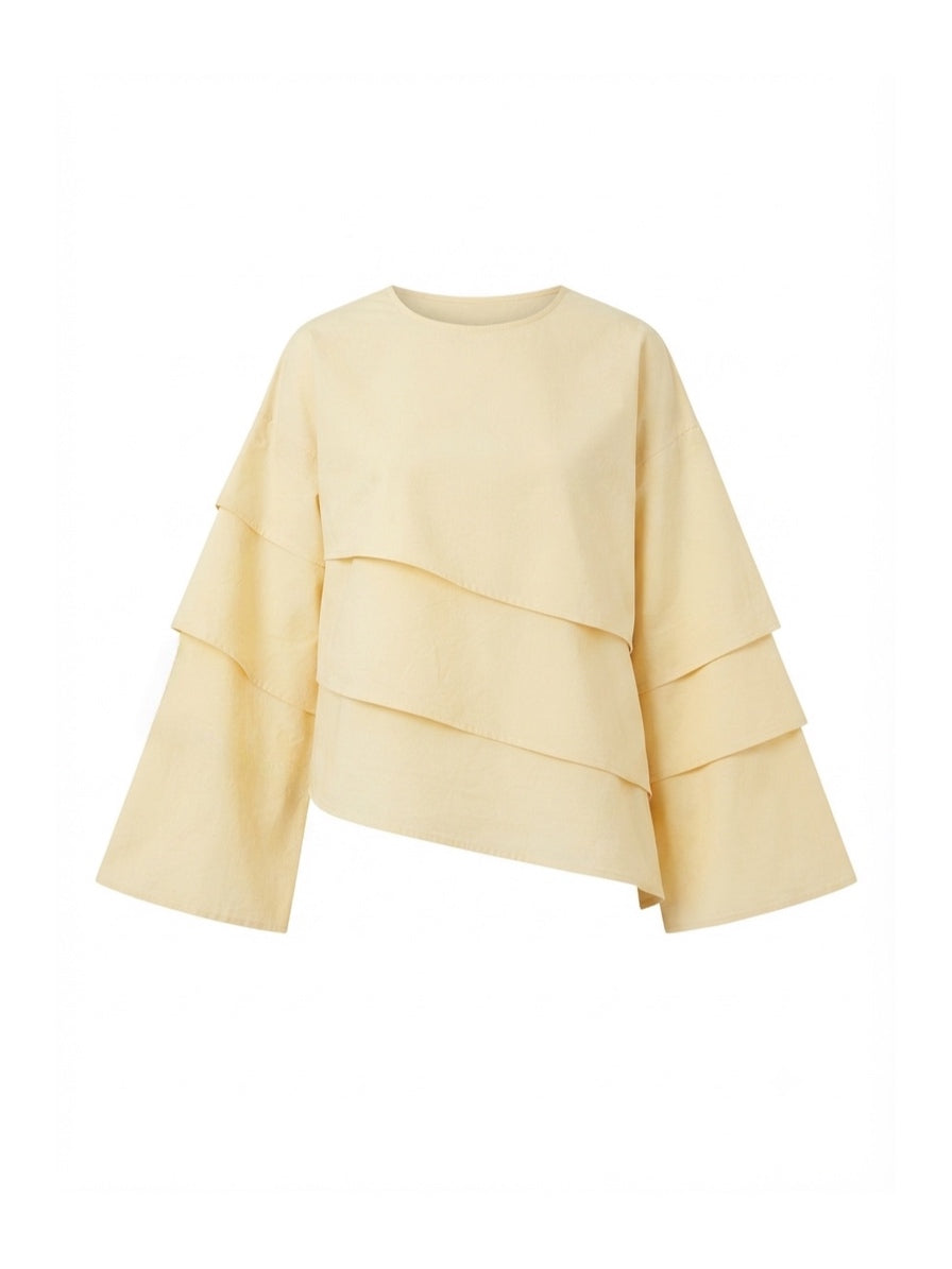 Top à volants en coton - Jaune pastel