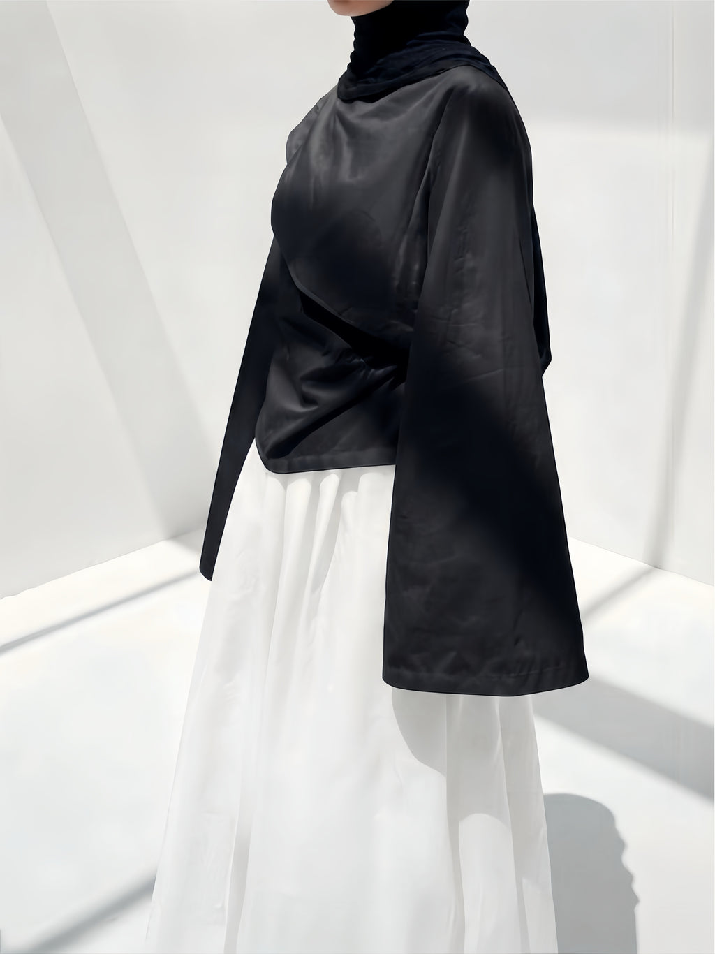 Top drapé en lin - Noir