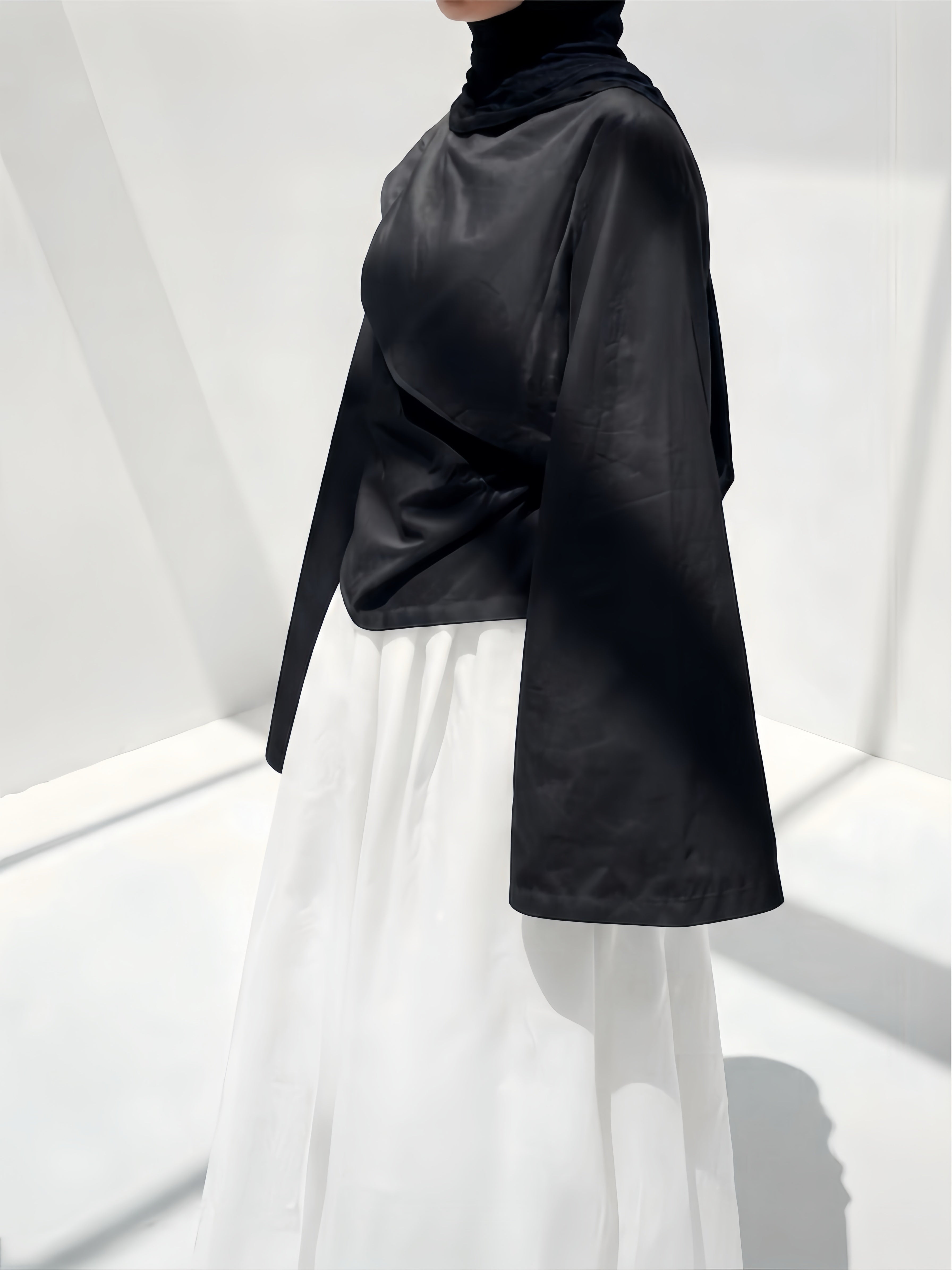 Top drapé en lin - Noir