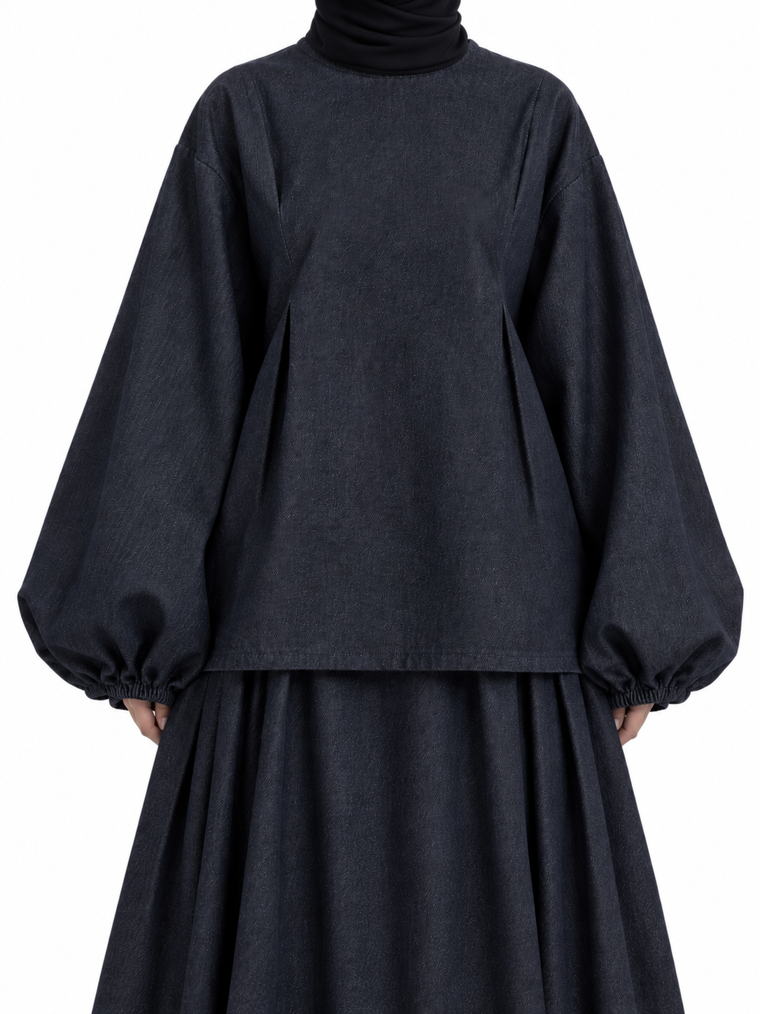 Haut bouffant en denim - Bleu