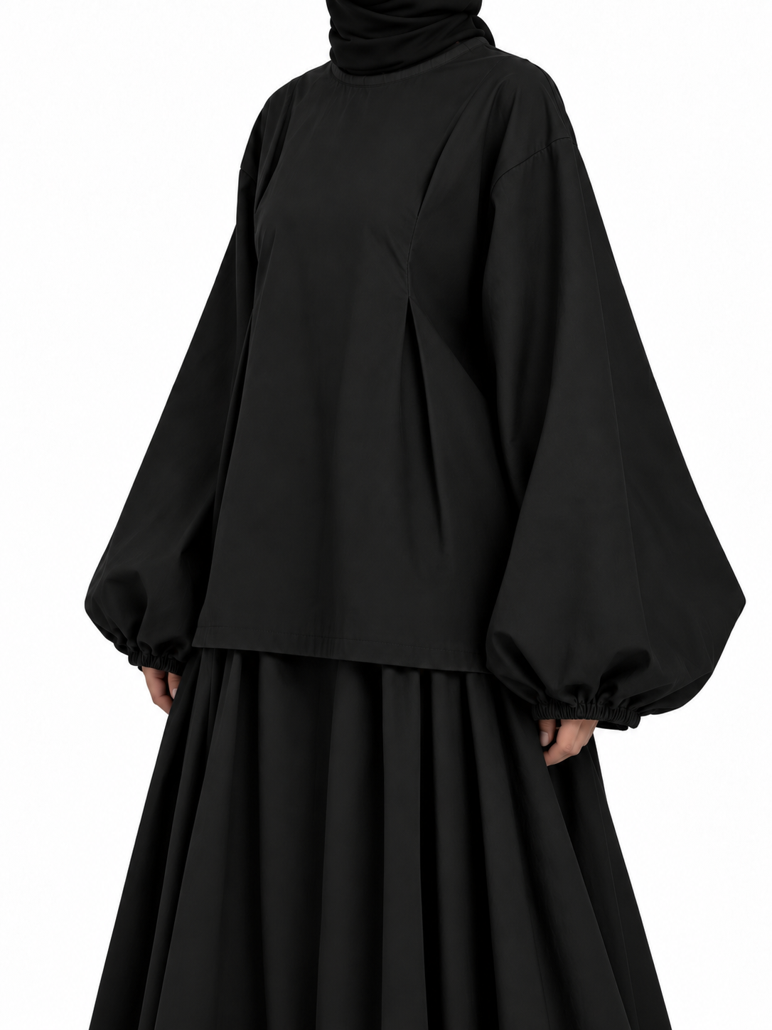 Haut bouffant en coton - Noir