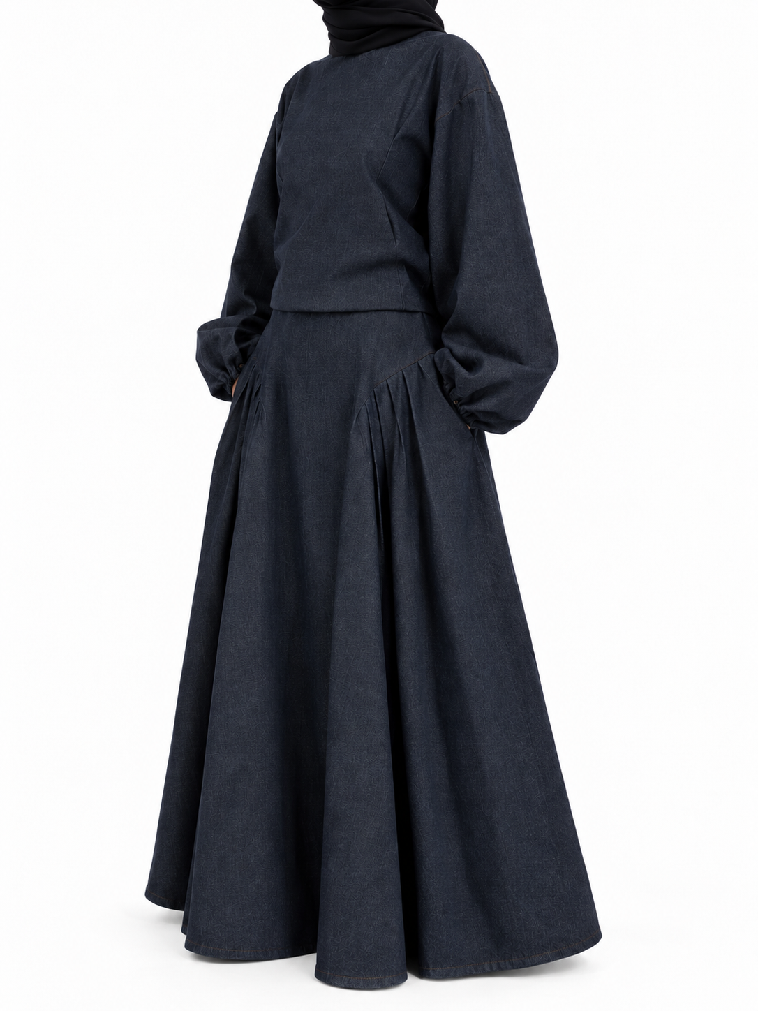 Jupe bouffante en denim - Bleu