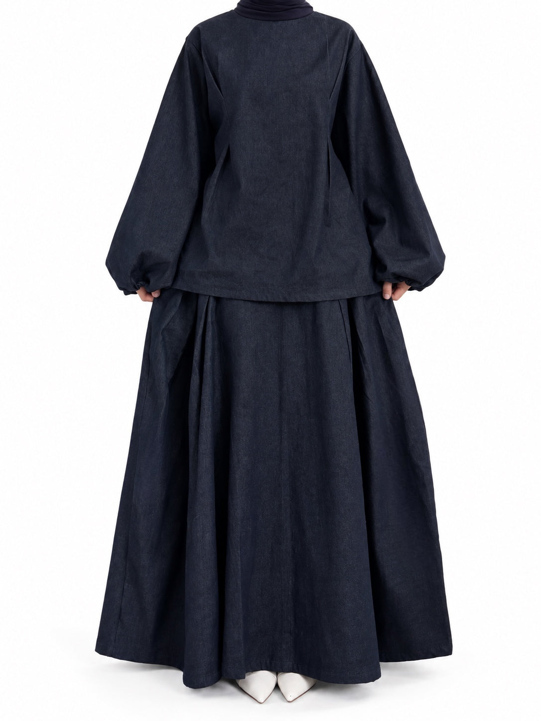 Haut bouffant en denim - Bleu