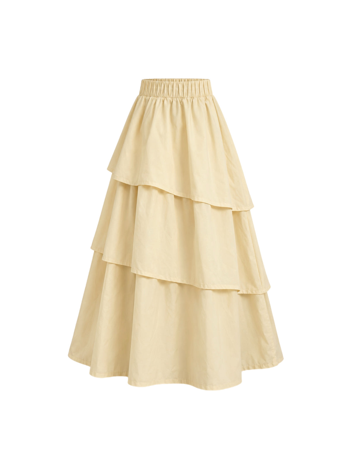 Jupe à volants en coton  - Jaune pastel