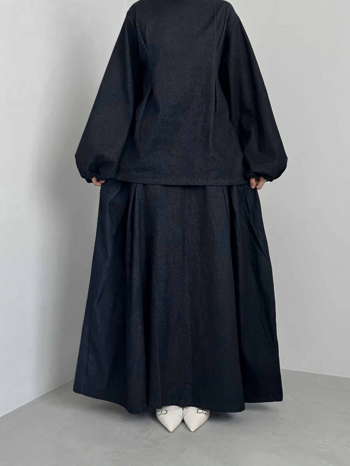 Jupe bouffante en denim - Bleu
